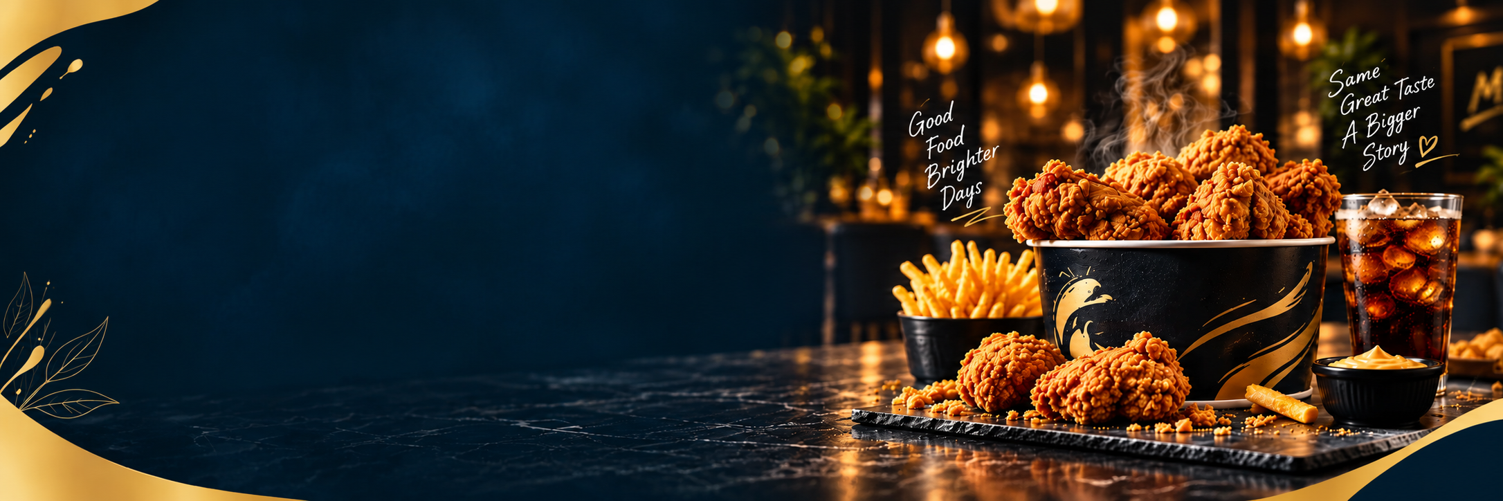 Golden crispy chicken in a welcoming restaurant